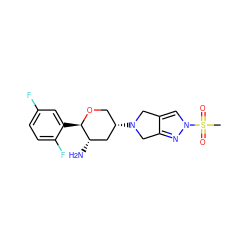 CS(=O)(=O)n1cc2c(n1)CN([C@H]1CO[C@H](c3cc(F)ccc3F)[C@@H](N)C1)C2 ZINC000084758480