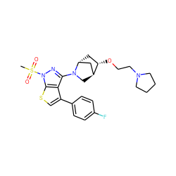 CS(=O)(=O)n1nc(N2C[C@H]3C[C@H]2C[C@@H]3OCCN2CCCC2)c2c(-c3ccc(F)cc3)csc21 ZINC000653665232