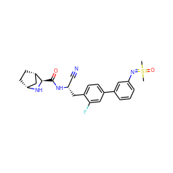 CS(C)(=O)=Nc1cccc(-c2ccc(C[C@@H](C#N)NC(=O)[C@H]3N[C@@H]4CC[C@H]3C4)c(F)c2)c1 ZINC000219321770