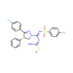 CS/C(N)=N/C(=N\S(=O)(=O)c1ccc(Cl)cc1)N1C[C@H](c2ccccc2)C(c2ccc(Cl)cc2)=N1 ZINC000221943738