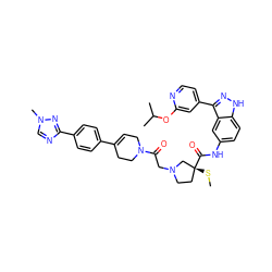 CS[C@@]1(C(=O)Nc2ccc3[nH]nc(-c4ccnc(OC(C)C)c4)c3c2)CCN(CC(=O)N2CC=C(c3ccc(-c4ncn(C)n4)cc3)CC2)C1 ZINC000068150550