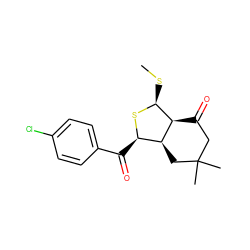 CS[C@@H]1S[C@H](C(=O)c2ccc(Cl)cc2)[C@@H]2CC(C)(C)CC(=O)[C@H]12 ZINC000040393296