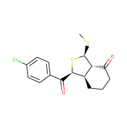 CS[C@@H]1S[C@H](C(=O)c2ccc(Cl)cc2)[C@@H]2CCCC(=O)[C@@H]12 ZINC000169292295