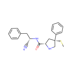 CS[C@]1(c2ccccc2)CN[C@H](C(=O)N[C@H](C#N)Cc2ccccc2)C1 ZINC000096900533