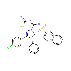 CSC(=N)N=C(NS(=O)(=O)c1ccc2ccccc2c1)N1C[C@H](c2ccccc2)C(c2ccc(Cl)cc2)=N1 ZINC001772584321