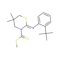 CSC(=S)N1CC(C)(C)CS/C1=N\c1ccccc1C(C)(C)C ZINC000028948355