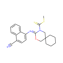 CSC(=S)N1CC2(CCCCC2)CO/C1=N\c1ccc(C#N)c2ccccc12 ZINC000040413711