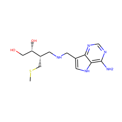 CSC[C@@H](CNCc1c[nH]c2c(N)ncnc12)[C@@H](O)CO ZINC000084672324