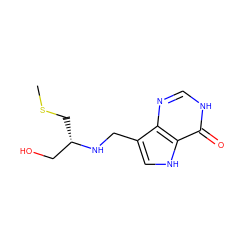 CSC[C@@H](CO)NCc1c[nH]c2c(=O)[nH]cnc12 ZINC000040867277