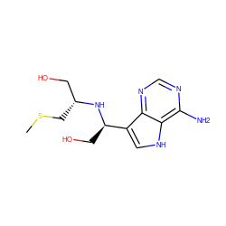 CSC[C@H](CO)N[C@H](CO)c1c[nH]c2c(N)ncnc12 ZINC000084722509