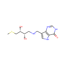 CSC[C@H](O)[C@@H](O)CNCc1c[nH]c2c(=O)[nH]cnc12 ZINC000117612731