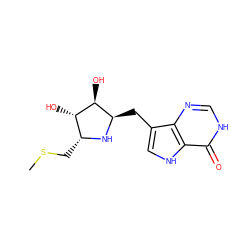 CSC[C@H]1N[C@H](Cc2c[nH]c3c(=O)[nH]cnc23)[C@H](O)[C@H]1O ZINC001772586755