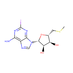 CSC[C@H]1O[C@@H](n2cnc3c(N)nc(I)nc32)[C@H](O)[C@@H]1O ZINC000013472020