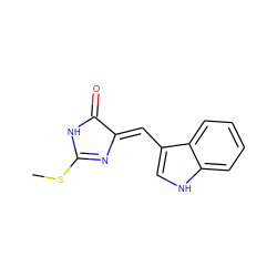 CSC1=N/C(=C\c2c[nH]c3ccccc23)C(=O)N1 ZINC000013125783