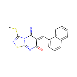 CSC1=NSC2=NC(=O)/C(=C\c3cccc4ccccc34)C(=N)N12 ZINC000004971103