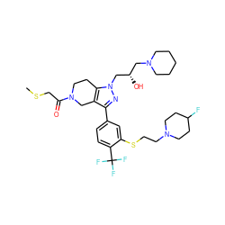 CSCC(=O)N1CCc2c(c(-c3ccc(C(F)(F)F)c(SCCN4CCC(F)CC4)c3)nn2C[C@@H](O)CN2CCCCC2)C1 ZINC000049793767