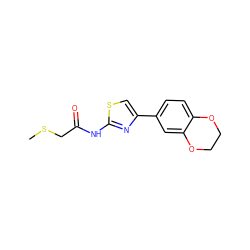 CSCC(=O)Nc1nc(-c2ccc3c(c2)OCCO3)cs1 ZINC000003328351