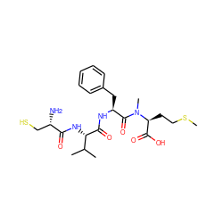 CSCC[C@@H](C(=O)O)N(C)C(=O)[C@H](Cc1ccccc1)NC(=O)[C@@H](NC(=O)[C@@H](N)CS)C(C)C ZINC000013762270