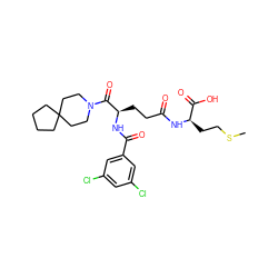 CSCC[C@@H](NC(=O)CC[C@@H](NC(=O)c1cc(Cl)cc(Cl)c1)C(=O)N1CCC2(CCCC2)CC1)C(=O)O ZINC000029220793