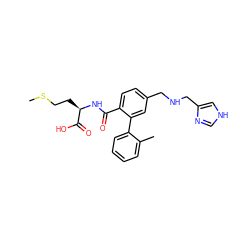 CSCC[C@@H](NC(=O)c1ccc(CNCc2c[nH]cn2)cc1-c1ccccc1C)C(=O)O ZINC000034036450