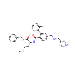 CSCC[C@@H](NC(=O)c1ccc(CNCc2c[nH]cn2)cc1-c1ccccc1C)C(=O)OCc1ccccc1 ZINC000072109260