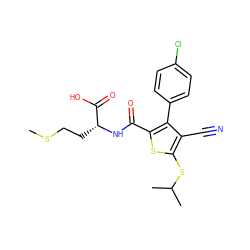 CSCC[C@@H](NC(=O)c1sc(SC(C)C)c(C#N)c1-c1ccc(Cl)cc1)C(=O)O ZINC000045290462