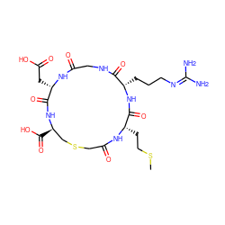 CSCC[C@@H]1NC(=O)CSC[C@@H](C(=O)O)NC(=O)[C@H](CC(=O)O)NC(=O)CNC(=O)[C@H](CCCN=C(N)N)NC1=O ZINC000026181697