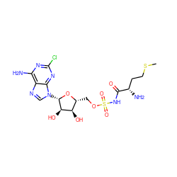 CSCC[C@H](N)C(=O)NS(=O)(=O)OC[C@H]1O[C@@H](n2cnc3c(N)nc(Cl)nc32)[C@H](O)[C@@H]1O ZINC000013488349