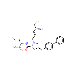 CSCC[C@H](NC(=O)[C@@H]1C[C@H](Oc2ccc(-c3ccccc3)cc2)CN1C/C=C/[C@@H](N)CS)C(=O)O ZINC000026248870