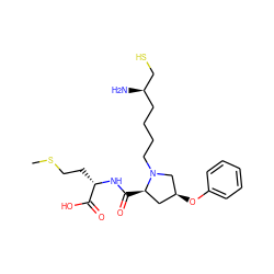 CSCC[C@H](NC(=O)[C@@H]1C[C@H](Oc2ccccc2)CN1CCCC[C@@H](N)CS)C(=O)O ZINC000026189747