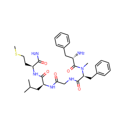 CSCC[C@H](NC(=O)[C@H](CC(C)C)NC(=O)CNC(=O)[C@H](Cc1ccccc1)N(C)C(=O)[C@@H](N)Cc1ccccc1)C(N)=O ZINC000208995758