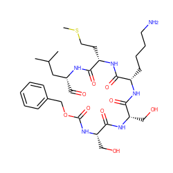 CSCC[C@H](NC(=O)[C@H](CCCCN)NC(=O)[C@H](CO)NC(=O)[C@H](CO)NC(=O)OCc1ccccc1)C(=O)N[C@H](C=O)CC(C)C ZINC000049708835
