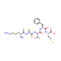CSCC[C@H](NC(=O)[C@H](Cc1ccccc1)NC(=O)[C@@H](NC(=O)[C@H](S)NC(=O)[C@H](N)CCCCN)C(C)C)C(=O)O ZINC000029478171