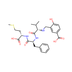 CSCC[C@H](NC(=O)[C@H](Cc1ccccc1)NC(=O)[C@@H](NCc1cc(C(=O)O)ccc1O)C(C)C)C(=O)O ZINC000026824795