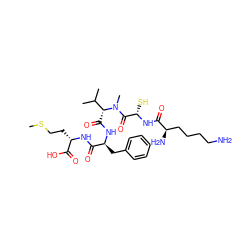 CSCC[C@H](NC(=O)[C@H](Cc1ccccc1)NC(=O)[C@H](C(C)C)N(C)C(=O)[C@H](S)NC(=O)[C@H](N)CCCCN)C(=O)O ZINC000029478653