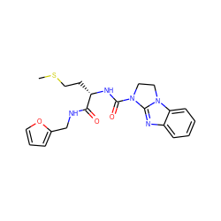 CSCC[C@H](NC(=O)N1CCn2c1nc1ccccc12)C(=O)NCc1ccco1 ZINC000006670051