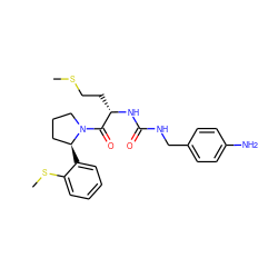 CSCC[C@H](NC(=O)NCc1ccc(N)cc1)C(=O)N1CCC[C@@H]1c1ccccc1SC ZINC000098208574