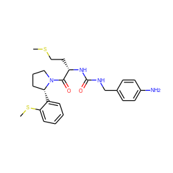 CSCC[C@H](NC(=O)NCc1ccc(N)cc1)C(=O)N1CCC[C@H]1c1ccccc1SC ZINC000117850278