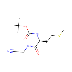 CSCC[C@H](NC(=O)OC(C)(C)C)C(=O)NCC#N ZINC000013676550