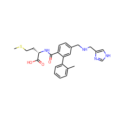 CSCC[C@H](NC(=O)c1ccc(CNCc2c[nH]cn2)cc1-c1ccccc1C)C(=O)O ZINC000001550226