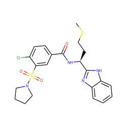 CSCC[C@H](NC(=O)c1ccc(Cl)c(S(=O)(=O)N2CCCC2)c1)c1nc2ccccc2[nH]1 ZINC000006079815