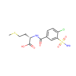 CSCC[C@H](NC(=O)c1ccc(Cl)c(S(N)(=O)=O)c1)C(=O)O ZINC000029480268