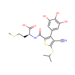 CSCC[C@H](NC(=O)c1sc(SC(C)C)c(C#N)c1-c1cc(O)c(O)c(O)c1)C(=O)O ZINC000103301086