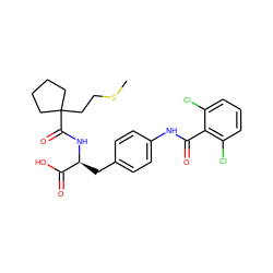 CSCCC1(C(=O)N[C@@H](Cc2ccc(NC(=O)c3c(Cl)cccc3Cl)cc2)C(=O)O)CCCC1 ZINC000013817665