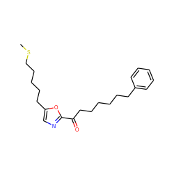 CSCCCCCc1cnc(C(=O)CCCCCCc2ccccc2)o1 ZINC000103239587