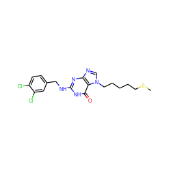 CSCCCCCn1cnc2nc(NCc3ccc(Cl)c(Cl)c3)[nH]c(=O)c21 ZINC000028356636