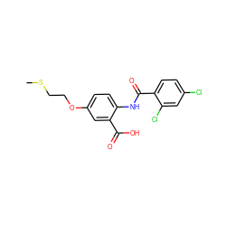 CSCCOc1ccc(NC(=O)c2ccc(Cl)cc2Cl)c(C(=O)O)c1 ZINC000001554177