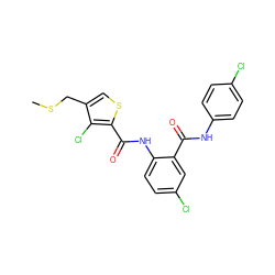 CSCc1csc(C(=O)Nc2ccc(Cl)cc2C(=O)Nc2ccc(Cl)cc2)c1Cl ZINC000014963780