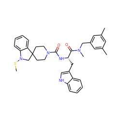 CSN1CC2(CCN(C(=O)N[C@@H](Cc3c[nH]c4ccccc34)C(=O)N(C)Cc3cc(C)cc(C)c3)CC2)c2ccccc21 ZINC000026376230