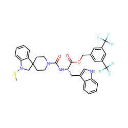 CSN1CC2(CCN(C(=O)N[C@@H](Cc3c[nH]c4ccccc34)C(=O)OCc3cc(C(F)(F)F)cc(C(F)(F)F)c3)CC2)c2ccccc21 ZINC000026376378